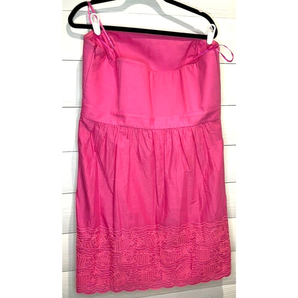 NWT Vineyard Vines Fish Eyelet Embroidered Pink Strapless Dress 16 $198 - Picture 3 of 8